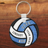 Volleybalspeler Blue Glitter Sleutelhanger (Voorkant)