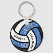 Volleybalspeler Blue Glitter Sleutelhanger (Achterkant)