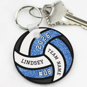 Volleybalspeler Blue Glitter Sleutelhanger