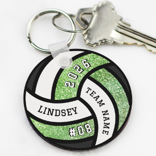 Volleybalspeler Green Glitter Sleutelhanger