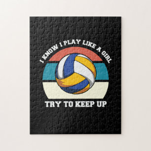 Volleybalspeler Ik weet dat ik als een meisje sp Legpuzzel