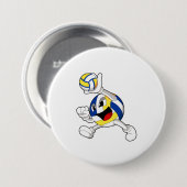 Volleybalspeler met volleybal ronde button 7,6 cm (Voorkant /achterkant)