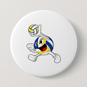 Volleybalspeler met volleybal ronde button 7,6 cm