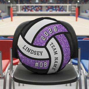 Volleybalspeler Paarse Glitter Rond Kussen