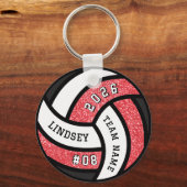 Volleybalspeler Red Glitter Sleutelhanger (Voorkant)