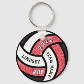 Volleybalspeler Red Glitter Sleutelhanger (Achterkant)