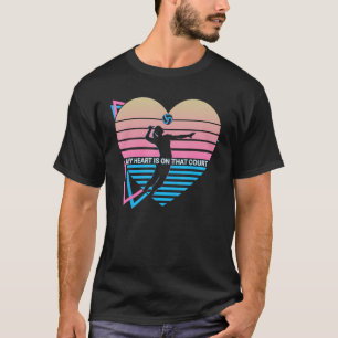 Volleybalspeler Retro Mijn hart ligt op dat veld T-shirt