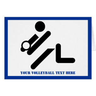 Volleybalspeler zwart, wit, blauw pictogram aangep