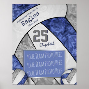 volleybalteam blauw - grijze meisjes poster