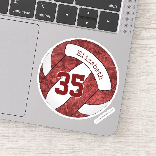 volleybalteam maroon meisjes naam nummer sticker (Detail)