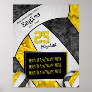 volleybalteam zwarte gele meisjes foto poster