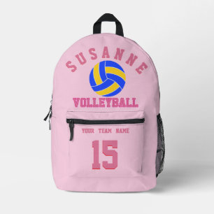 Volleybalteamnaam aangepaste sport roze roze print bedrukte rugzak