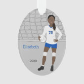 VolleybalVrouw in blauw en wit Ornament (voorkant)