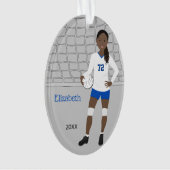 VolleybalVrouw in blauw en wit Ornament (voorkant)