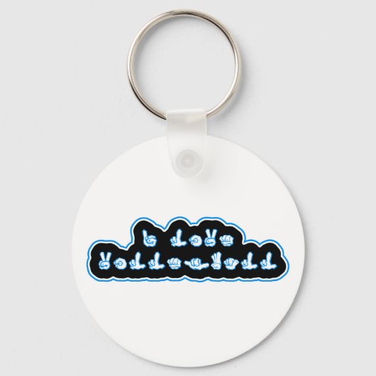 VolleyChick I Love Volleyball ASL Sleutelhanger (Voorkant)