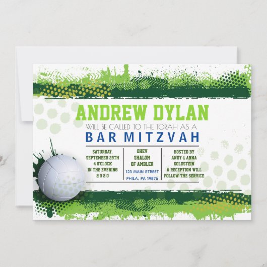 VOLLYBALL SPLASH Bar Mitzvah Invitation (Devant)