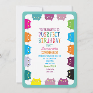 Volmaakte verjaardagsfeestje voor katten kaart