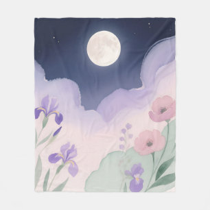 Volmaan Waterverf Iris Bloemennacht Fleece Deken