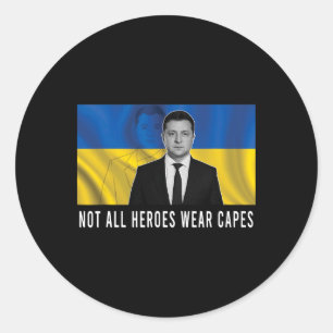 Volodymyr Zelensky Niet alle helden dragen capes O Ronde Sticker