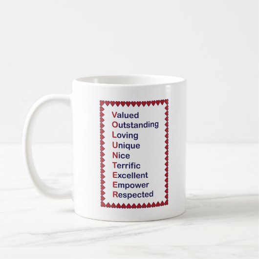 Volontaire Coeurs rouges Typographie Café Mug (Gauche)
