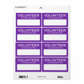 Volontaire Purple Nom Balise Stickers Personnalisé (Feuille entière)