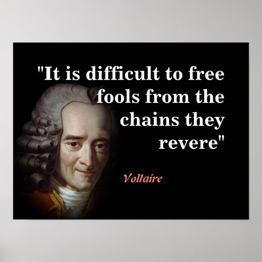 Voltaire citaat op Fools Poster (Voorkant)