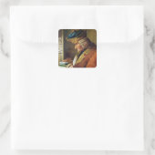 Voltaire in zijn studie vierkante sticker (Tas)
