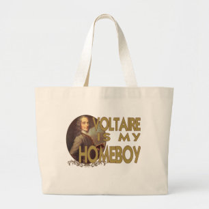 Voltaire is mijn huisjongen grote tote bag