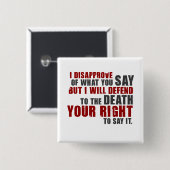 Voltaire Quote (kleur) Vierkante Button 5,1 Cm (Voorkant /achterkant)