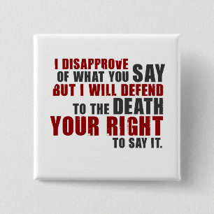 Voltaire Quote (kleur) Vierkante Button 5,1 Cm