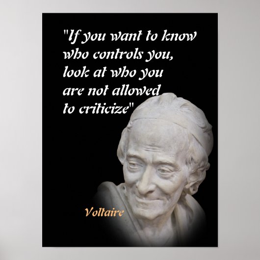 Voltaire Quote over wie je Poster controleert (Voorkant)