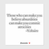 Voltaire Waarschuwing Citaat Sticker (Vel)