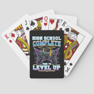 Voltooide middelbare school gamer gamen afstuderen pokerkaarten