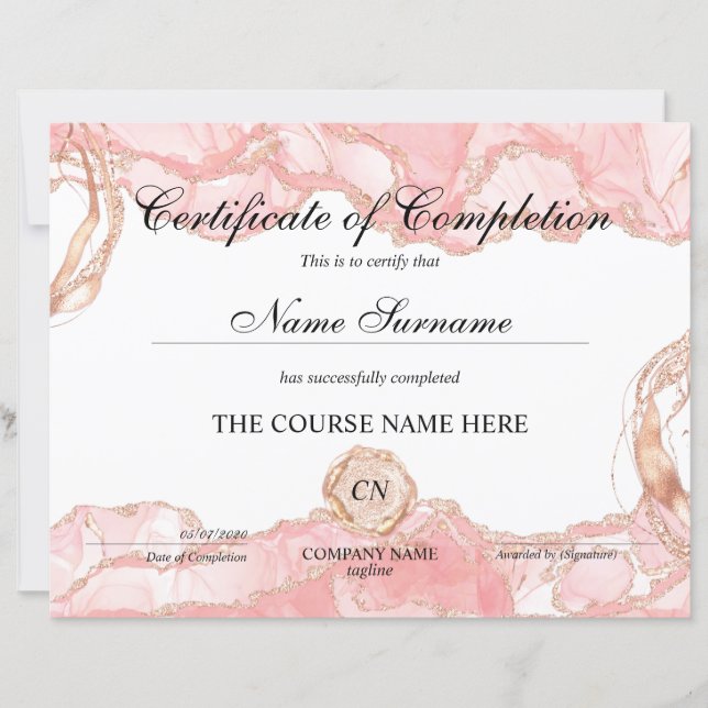 Voltooiingscertificaat voor de gunningscursus Volt (Voorkant)