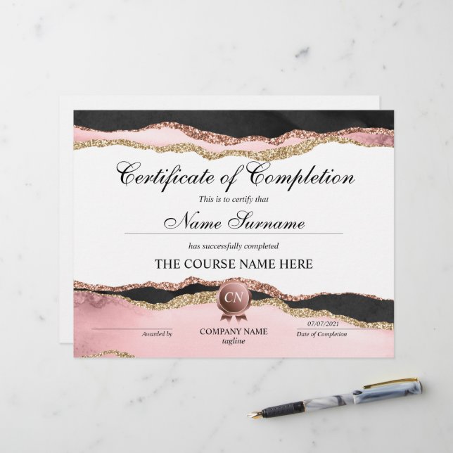 Voltooiingscertificaat voor de gunningscursus Volt (Voorkant / Achterkant in situ)