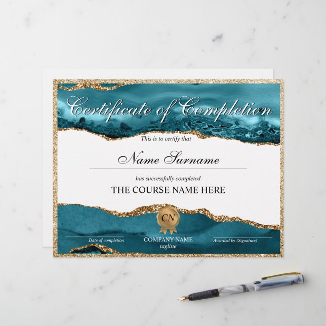 Voltooiingscertificaat voor de gunningscursus Volt (Voorkant / Achterkant in situ)