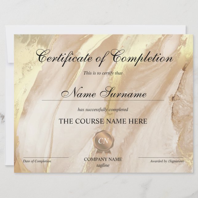 Voltooiingscertificaat voor de gunningscursus Volt (Voorkant)