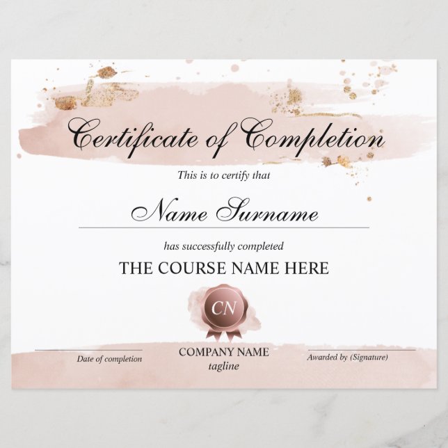 Voltooiingscertificaat voor de gunningscursus Volt (Voorkant)