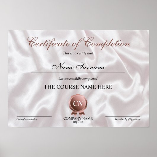 Voltooiingscertificaat voor de gunningscursus Volt Poster (Voorkant)