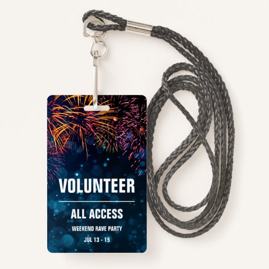 Volunteer All Access Event Pass | Fireworks Finale Badge (Voorkant met draagriem)