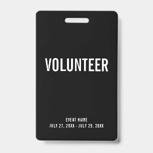 Volunteer All Access Pas Event Zwart ID-badge Badge