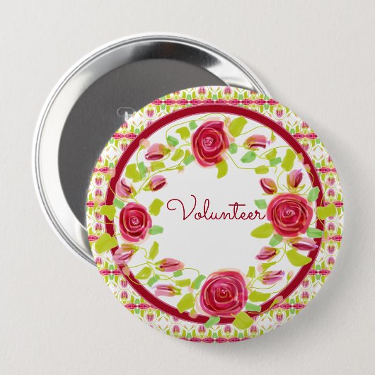 Volunteer badge ronde button 4,0 cm (Voorkant /achterkant)