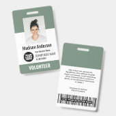 Volunteer Photo ID Badges with Clip or Lanyard (Avant & arrière)