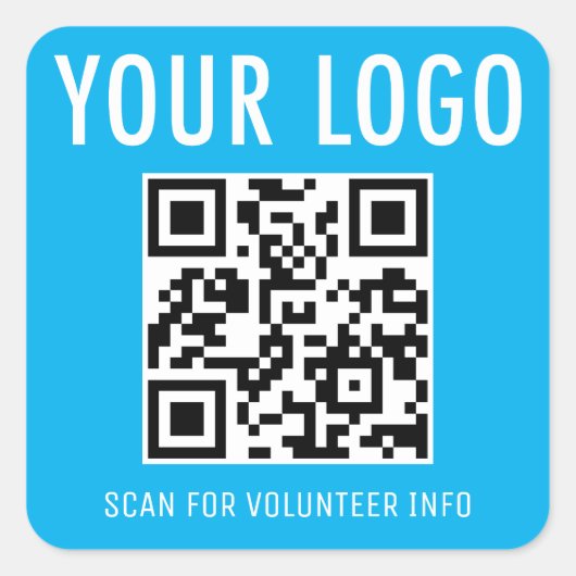 Volunteer QR Code Stickers Custom Logo Sky Blue (Devant)