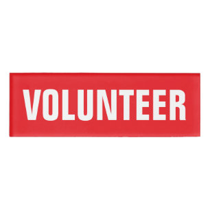Volunteer-rode en witte magnetische labels naambadge