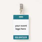 Volunteer Staff Event Badge Teal (Voorkant met clip)