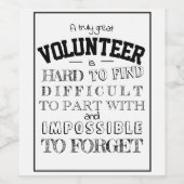 Volunter Appreciation Dank u het manuscript witte  Wijn Etiket (Enkel label)