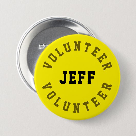 Volunter Name Badge Personalized Yellow Ronde Button 7,6 Cm (Voorkant /achterkant)