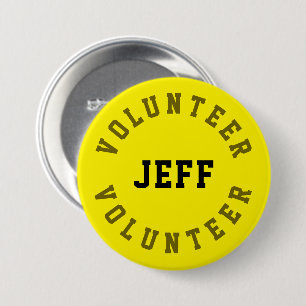 Volunter Name Badge Personalized Yellow Ronde Button 7,6 Cm