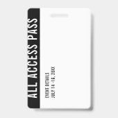 Volununteer Black & White Event Staff All Access Badge (Back)